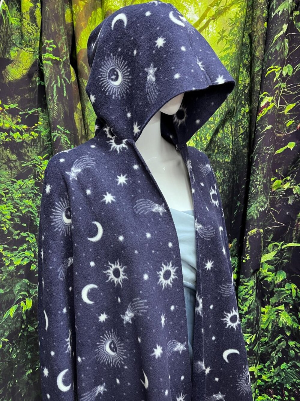 Celestial Fleece Hooded Cloak: Sun, Moon & Stars Cosplay
